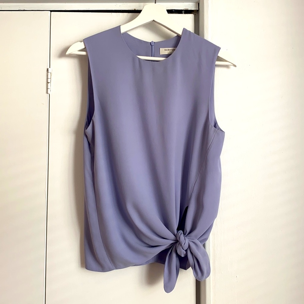 Light cool blue Babaton Hopkins blouse -Aritzia.